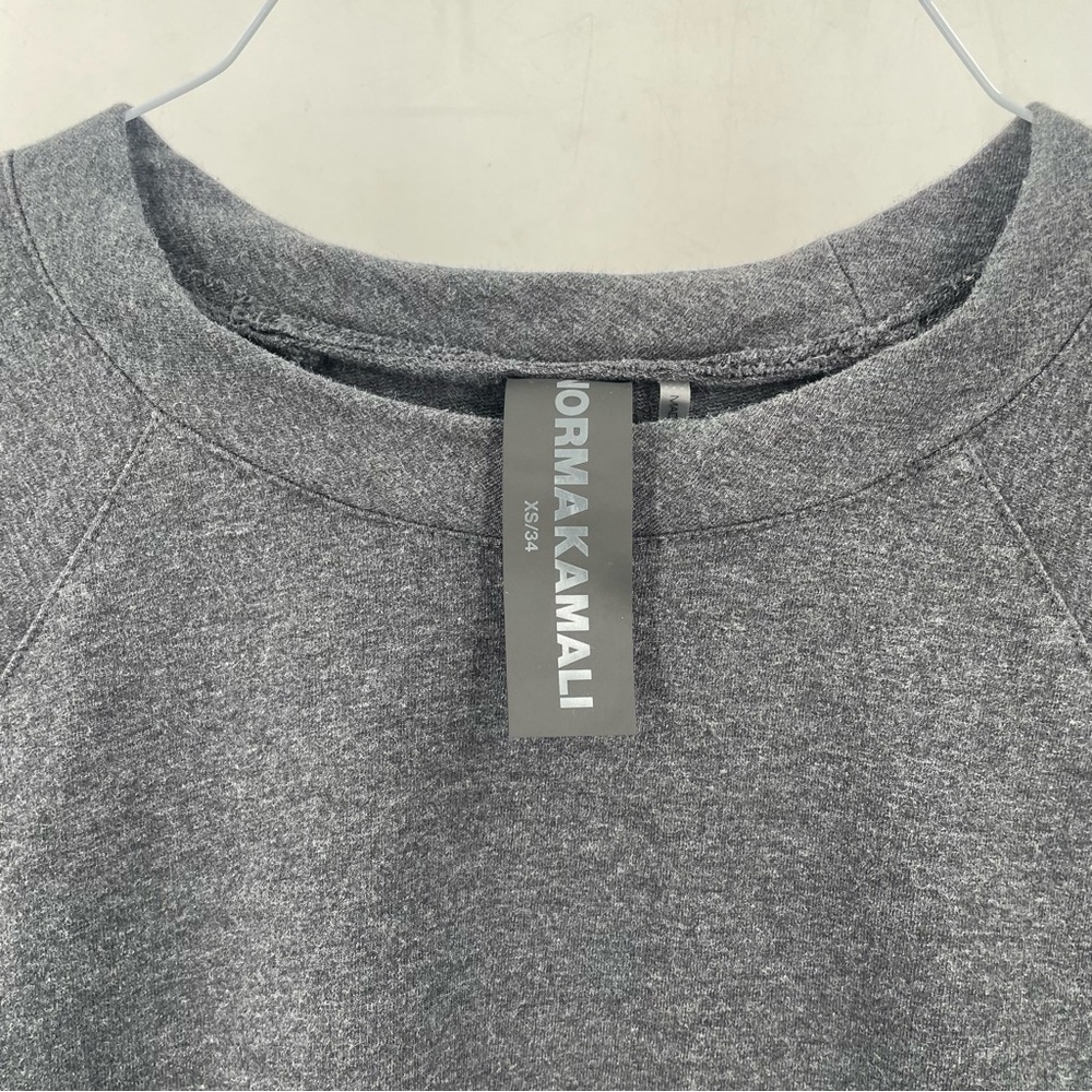 Norma Kamali Oversized Crewneck Long Sleeve Gray Lounge Tunic Cotton Sweatshirt - Picture 6 of 8